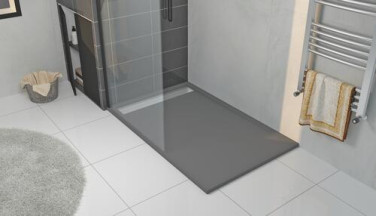 Receveur de douche caniveau résine de synthèse KORI gris anthracite 90x140