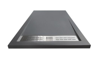 Receveur de douche caniveau résine de synthèse KORI gris anthracite 90x160