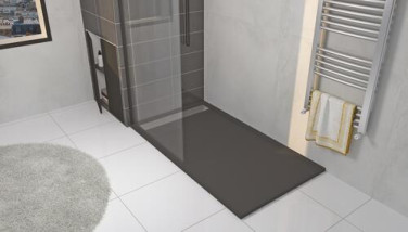 Receveur de douche caniveau résine de synthèse KORI gris anthracite 90x160
