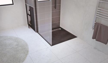 Receveur de douche caniveau résine de synthèse KORI gris anthracite 90x90