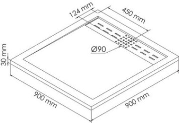 Receveur de douche caniveau résine de synthèse KORI gris anthracite 90x90