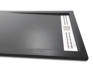 Receveur de douche caniveau résine de synthèse KORI gris anthracite 90x90