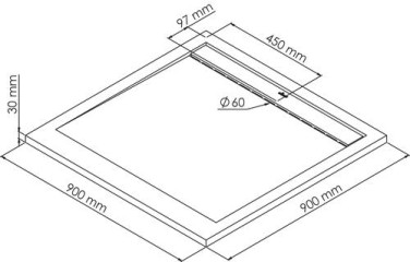 Receveur de douche caniveau résine de synthèse RUNA blanc 90x90
