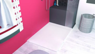 Receveur de douche caniveau résine de synthèse RUNA blanc 80x120
