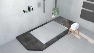 Receveur de douche caniveau résine de synthèse RUNA blanc 80x140