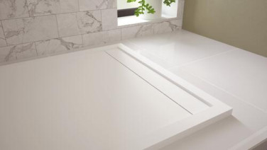 Receveur de douche caniveau résine de synthèse RUNA blanc 80x140