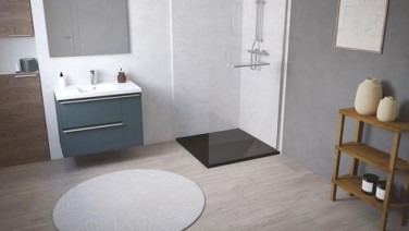 Receveur de douche caniveau résine de synthèse RUNA noir 90x90