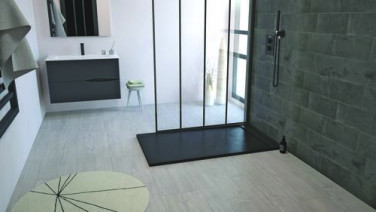 Receveur de douche caniveau résine de synthèse RUNA noir 80x120