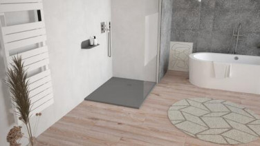 Receveur de douche résine de synthèse RECEA gris anthracite 100x140