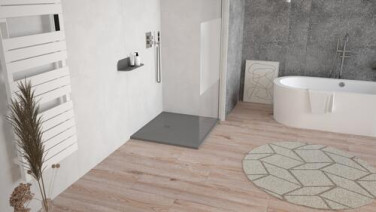 Receveur de douche résine de synthèse RECEA gris anthracite 90x100