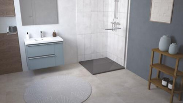 Receveur de douche caniveau résine de synthèse RUNA gris anthracite 80x80