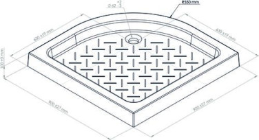 Receveur de douche quart de cercle 90cm céramique MIQUE