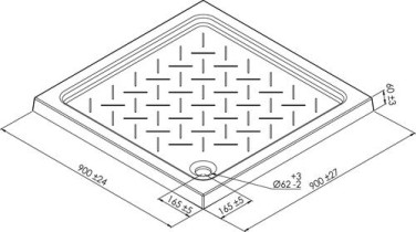 Receveur de douche céramique RIME 90X90cm hauteur 6,5mm