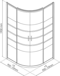 Paroi de douche quart de cercle 90cm profilés blancs ERIS 2