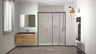 Paroi de douche porte coulissante profilés noirs CONCEPT'O 160cm