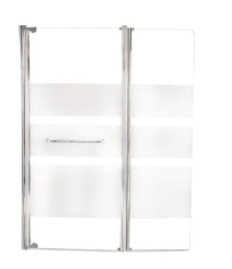 Pare-baignoire 2 volets 140x120cm 3 bandes blanches