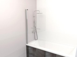 Pare-baignoire 1 volet 140x85cm verre transparent