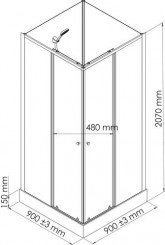 Cabine de douche accès d'angle 90x90cm