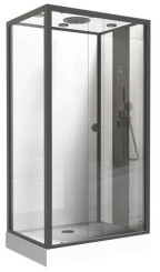 Cabine de douche accès de face 80x120cm avec toit haut parleur
