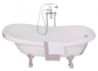 Baignoire îlot acrylique blanc pattes de lion