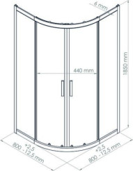 Paroi de douche quart de cercle ENLOK 80cm