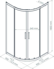 Paroi de douche quart de cercle ENLOK 90cm