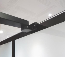 Paroi de douche fixe profilé noir verrière 90cm