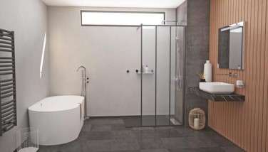 Paroi de douche fixe profilé noir verrière 100cm