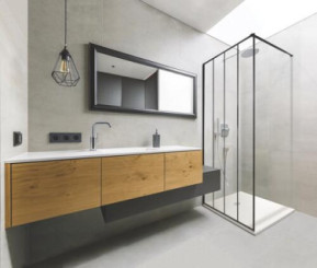 Paroi de douche fixe profilé noir verrière 120cm