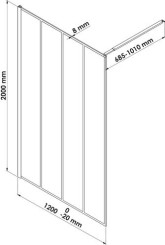 Paroi de douche fixe profilé noir verrière 120cm