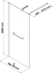 Paroi de douche fixe profilé chromé VERSUS 90cm