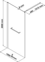 Paroi de douche fixe profilé chromé VERSUS 100cm