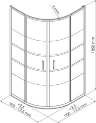 Paroi quart de cercle 2 volets coulissants AUMEA 90cm