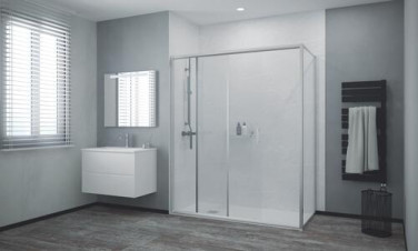 Paroi de douche porte coulissante profilés chromés CONCEPT'O 140cm