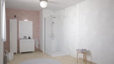 Panneau mural HÜPPE aspect marbre blanc L 100 x H 255 cm