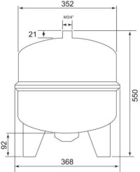 Vase d'expansion chauffage sur pied 35 litres