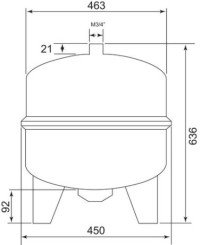 Vase d'expansion chauffage sur pied 80 litres
