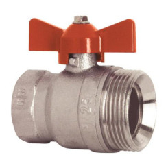 VANNE A BOISSEAU SPHERIQUE NICKELEE M33/42 F26/34 - MANETTE ROUGE