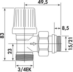 Robinet équerre thermostatisable 3/4EK