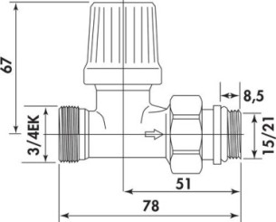 Robinet droit thermostatisable 3/4EK