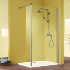 ECRAN FIXE AVEC RETOUR 90° - VERRE TRANSPARENT 6 mm 90x200cm