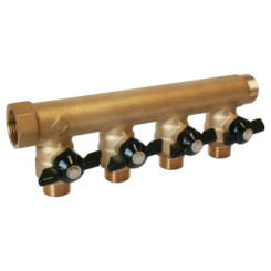 COLLECTEUR DE DISTRIBUTION LAITON A PORTEE PLATE MF20/27 AVEC MINI-VANNES - FIXOCONNECT