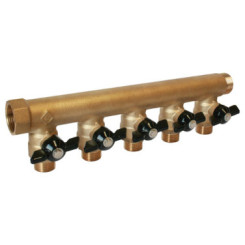 COLLECTEUR DE DISTRIBUTION LAITON A PORTEE PLATE MF20/27 AVEC MINI-VANNES - FIXOCONNECT