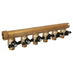 COLLECTEUR DE DISTRIBUTION LAITON A PORTEE PLATE MF20/27 AVEC MINI-VANNES - FIXOCONNECT