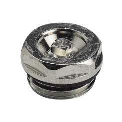 BOUCHON MALE LAITON NICKELE POUR RADIATEUR AVEC PURGEUR