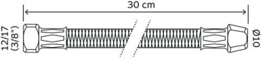 Flexible sanitaire 1 écrou tournant femelle 12/17 - 1 raccord bicône 10 pour cuivre - Longueur 300mm DN8
