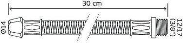 Flexible sanitaire 1 raccord mâle 12/17 - 1 raccord bicône 14 pour cuivre - Longueur 300 mm - DN8