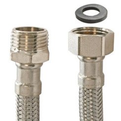 Flexible sanitaire 1 écrou tournant femelle 12/17 - 1 raccord mâle 12/17 - Longueur 300 mm - DN8