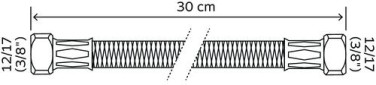 Flexible sanitaire 2 écrous tournants femelle 12/17 - Longueur 300mm DN8