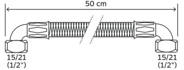 Flexible sanitaire 2 coudes écrou tournant femelle 20/27 - Longueur 500mm DN10